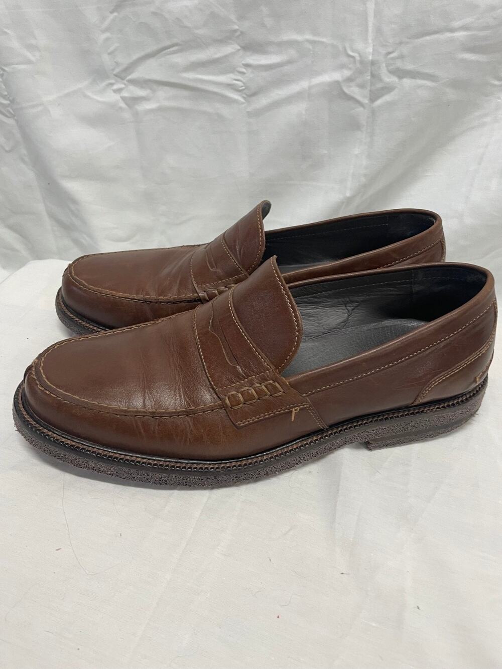 Donald J. Pliner Men's Brown Leather Landry Penny Loafers Size 10 Slip Ons